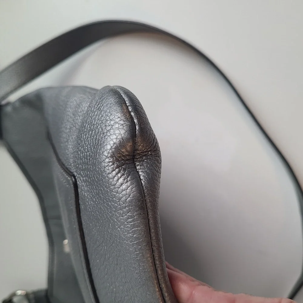 Upcrafted Coach Slim Crossbody Hand Painted Bag Purse Rose Silver Leather F16533 - Picture 10 of 11